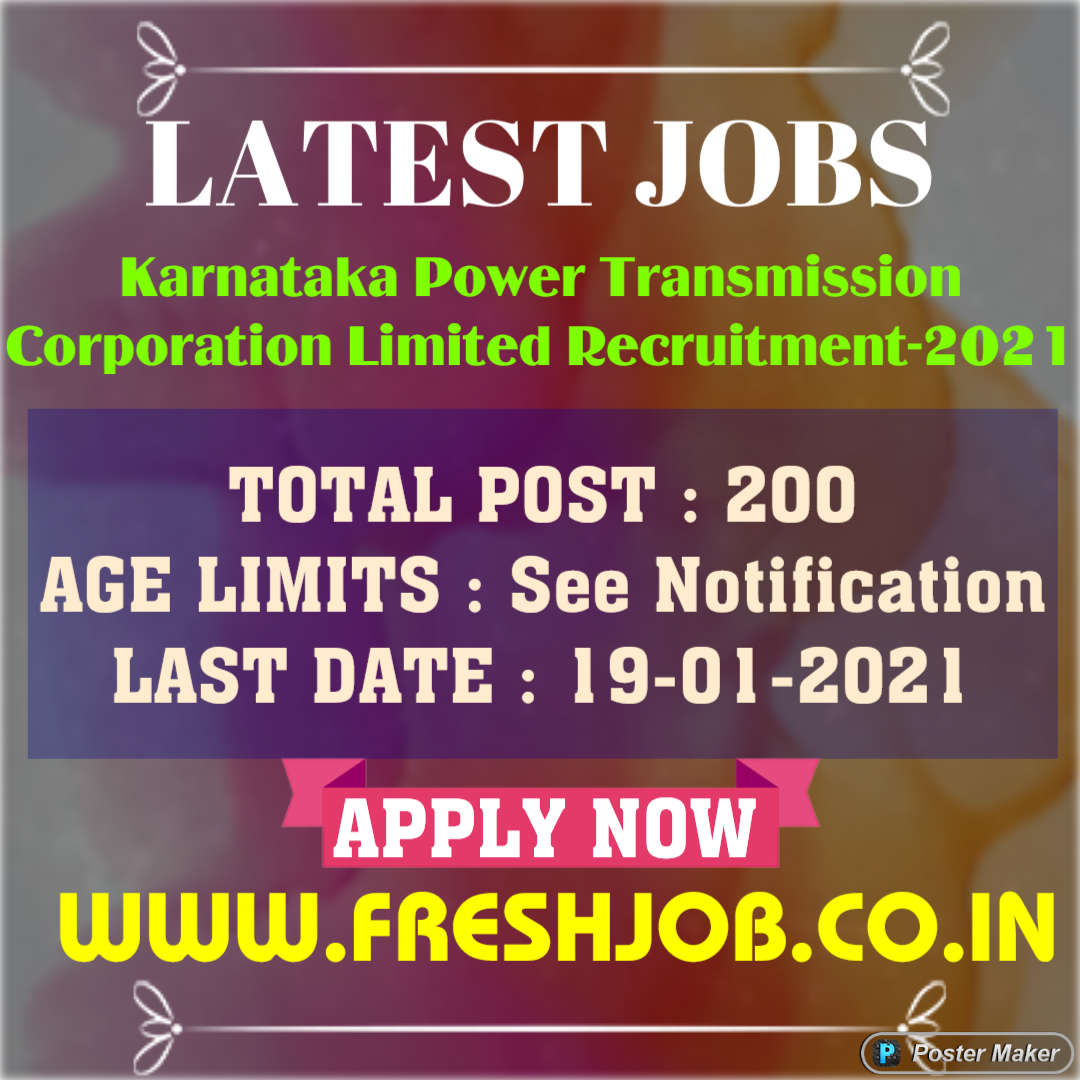 KPTCL 200 post Recruitment2021 in Karnataka Power Transmission